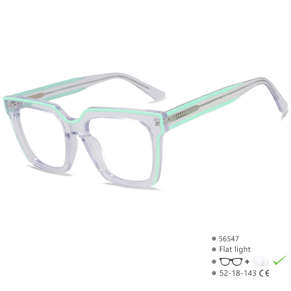 CCSpace Women's Full Rim Square Cat Eye Acetate Eyeglasses 56547 Full Rim CCspace C1ClearBlue  