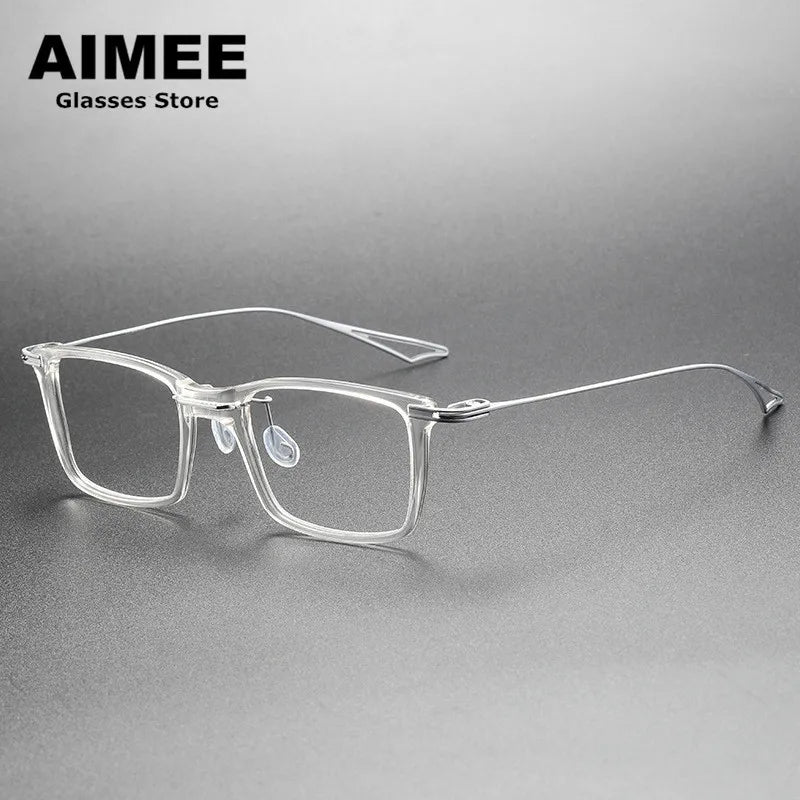 Aimee Unisex Full Rim Big Square Acetate Titanium Eyeglasses 15816 Full Rim Aimee   