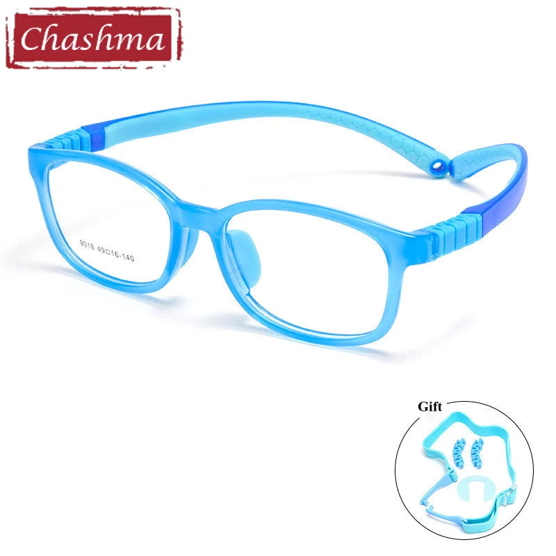 Chashma Ottica Unisex Youth Full Rim Square Tr 90 Titanium Eyeglasses 9018 Full Rim Chashma Ottica Light Blue  