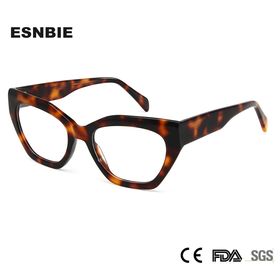 Esnbie Unisex Full Rim Oval Cat Eye Acetate Eyeglasses 23021 Full Rim Esnbie   