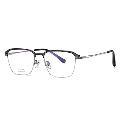 Ralferty Women's Semi Rim Square Titanium Eyeglasses 92032 Semi Rim Ralferty C2 Gun CHINA