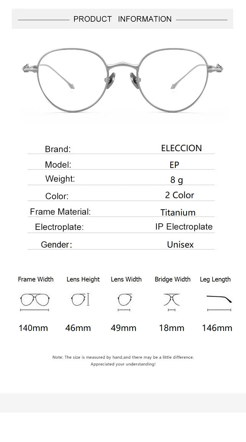 Eleccion Unisex Full Rim Round Oval Titanium Eyeglasses 3219