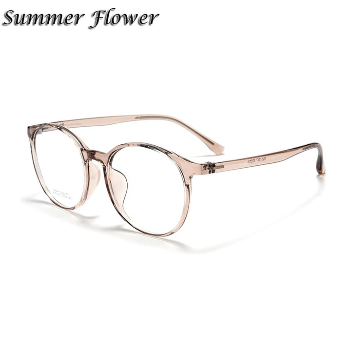 Summer Flower Women's Full Rim Round Tr 90 Titanium Eyeglasses 51047