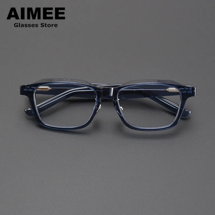 Aimee Unisex Full Rim Square Acetate Spring Hinge Eyeglasses 9003 Full Rim Aimee Blue  