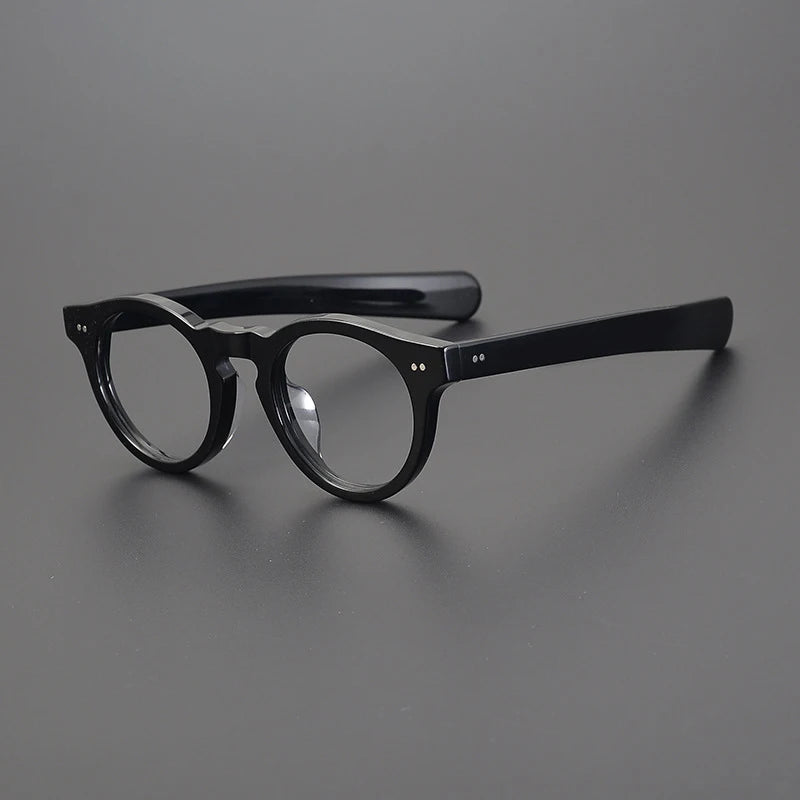 Gatenac Unisex Full Rim Round Acetate Eyeglasses Gxyj-1178 Full Rim Gatenac Black  