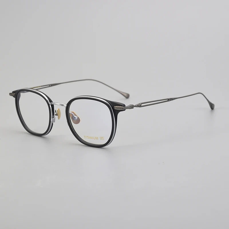 Black Mask Unisex Full Rim Titanium Acetate Square Eyeglasses E063 Full Rim Black Mask Black-Gray  