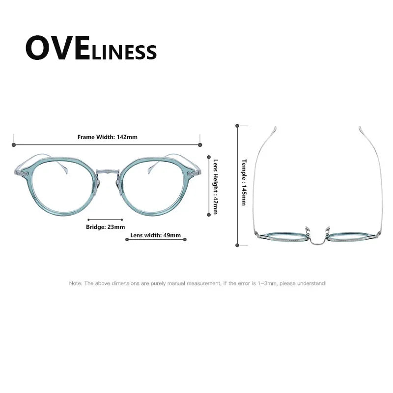 Oveliness Unisex Full Rim Flat Top Oval Acetate Titanium Eyeglasses 92209