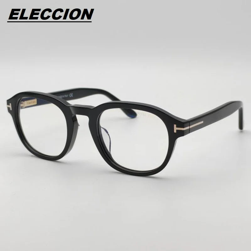 Eleccion Unisex Full Rim Oval Square Acetate Eyeglasses 5698 Full Rim Eleccion Black CHINA