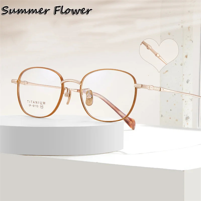 Summer Flower Women's Full Rim Oval Square Titanium Eyeglasses 66110