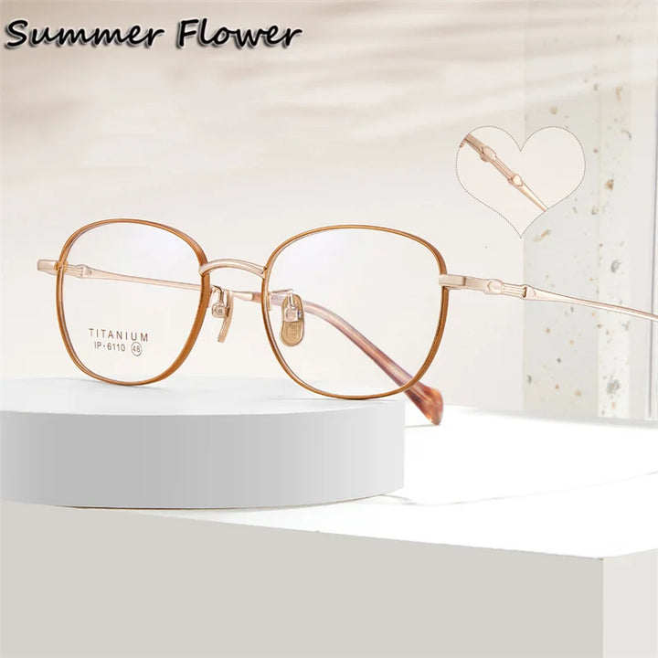 Summer Flower Women's Full Rim Oval Square Titanium Eyeglasses 66110