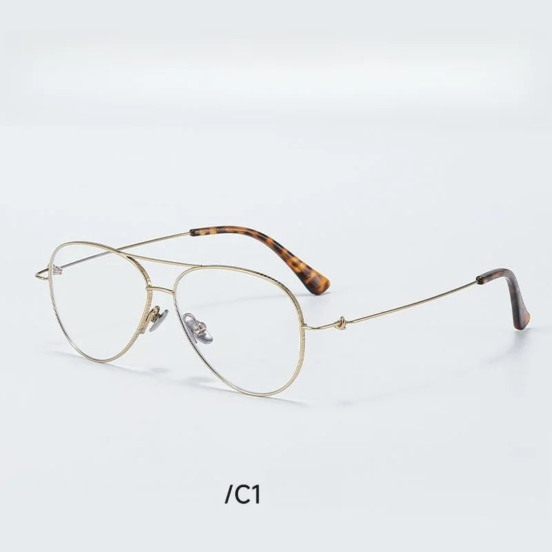 Momoja Unisex Full Rim Oval Double Bridge Titanium Eyeglasses 30918