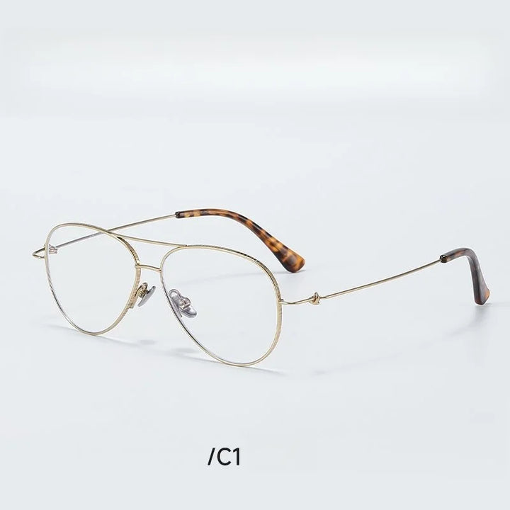 Momoja Unisex Full Rim Oval Double Bridge Titanium Eyeglasses 30918