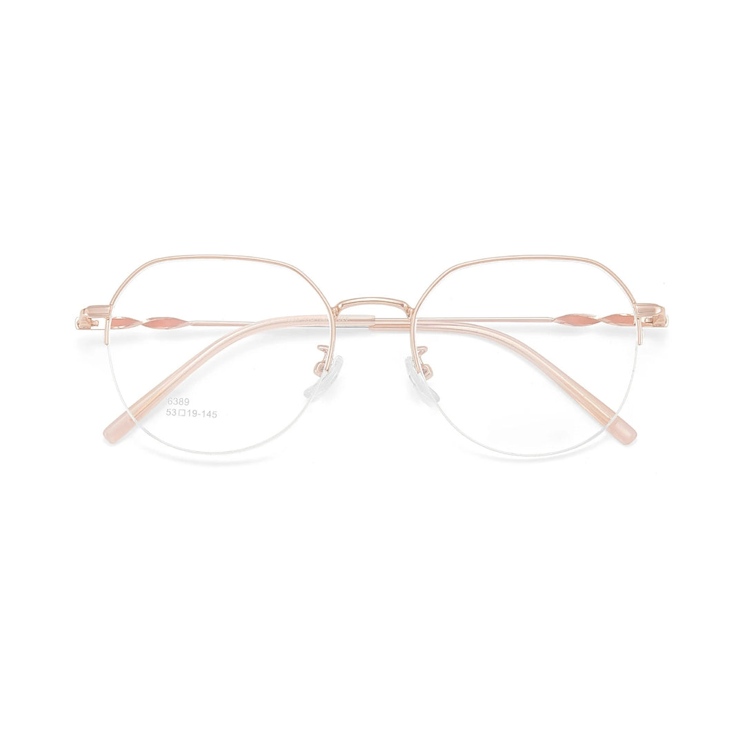 Yimaruili Unisex Semi Rim Flat Top Polygon Alloy Eyeglasses 636389