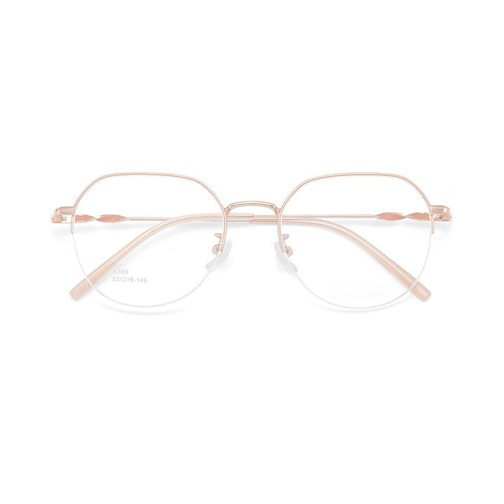 Yimaruili Unisex Semi Rim Flat Top Polygon Alloy Eyeglasses 636389