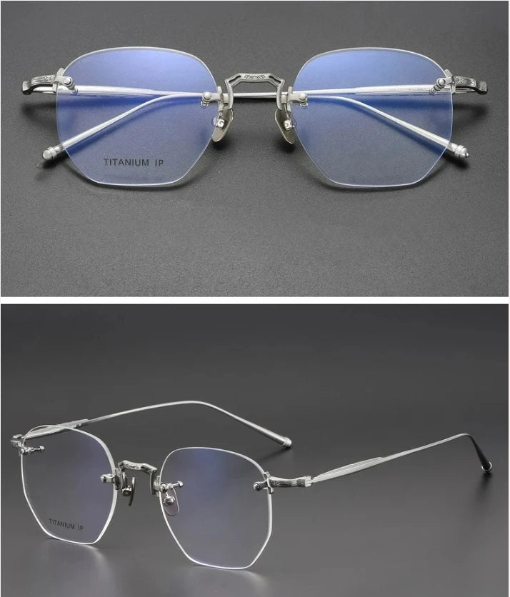 Bobbie Unisex Rimless Polygon Oval Titanium Eyeglasses 452250