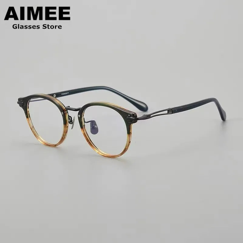 Aimee Unisex Full Rim Oval Round Titanium Acetate Eyeglasses 462148