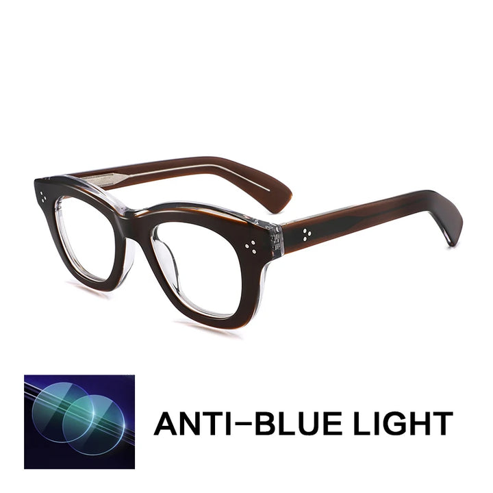 Gatenac Unisex Full Rim Square Thick Acetate Reading Glasses G2416