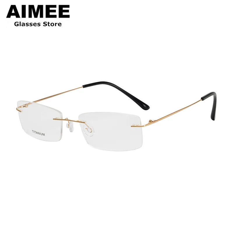 Aimee Unisex Rimless Square Titanium Eyeglasses 4100 Rimless Aimee   