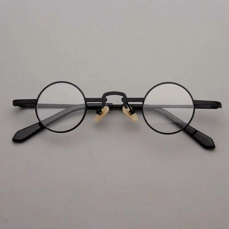 Cubojue Unisex Full Rim Small Round Alloy 32mm Reading Glasses 3241 Reading Glasses Cubojue no function lens 0 black 