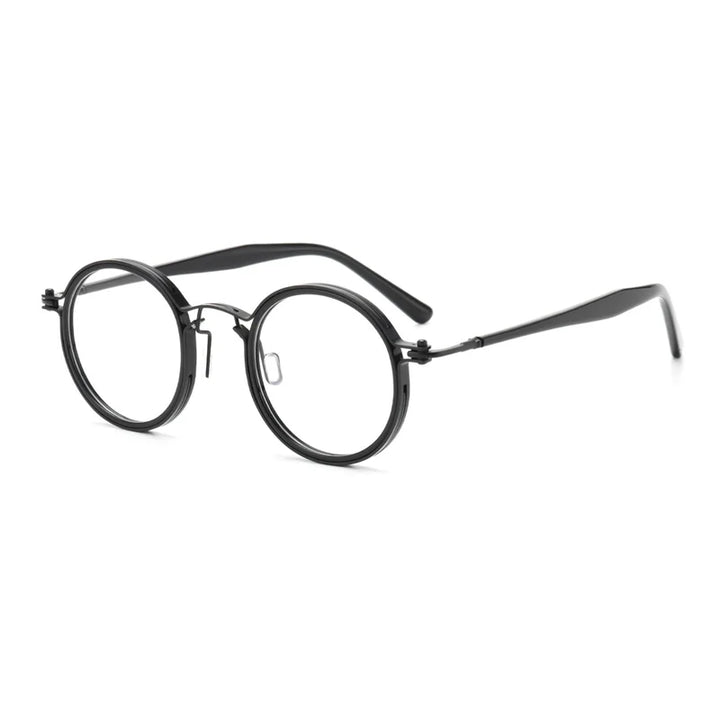 Ralferty Unisex Full Rim Round Acetate Titanium Prescription Eyeglasses X5862 - view 7