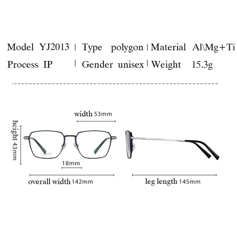 Hotochki Unisex Full Rim Square Titanium Eyeglasses Yj2013 Full Rim Hotochki   