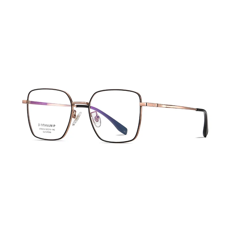 Ralferty Women's Full Rim Square Titanium Eyeglasses R6214 Full Rim Ralferty C213 RoseGold CHINA 