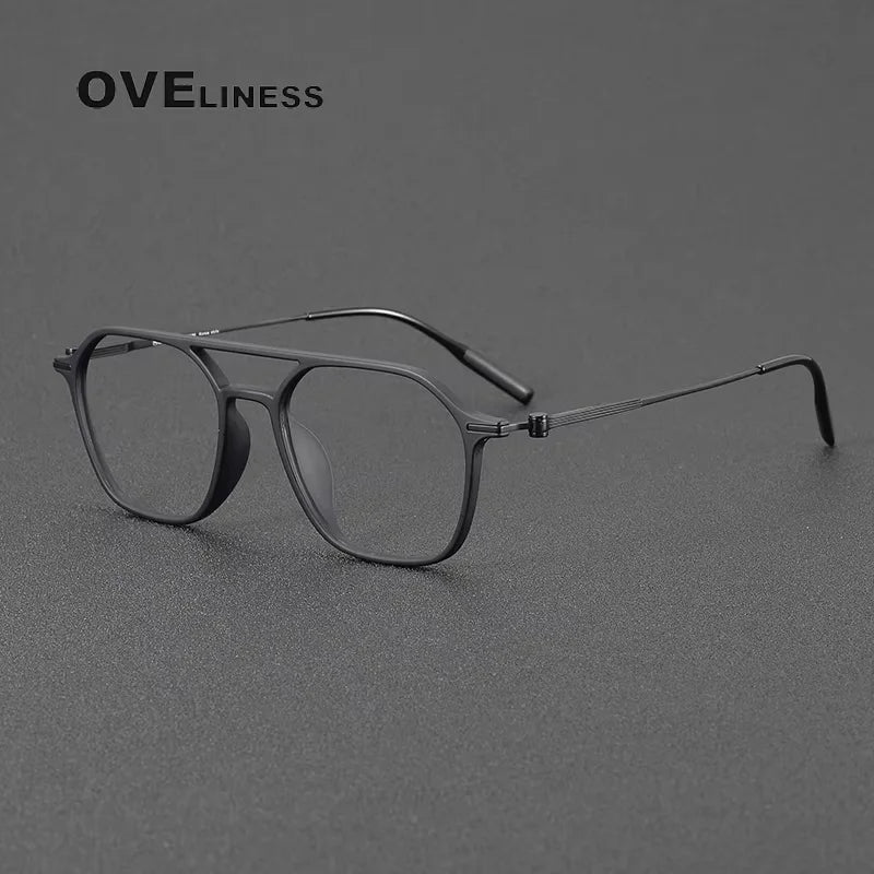 Oveliness Women's Full Rim Square Double Bridge Titanium Eyeglasses 398671