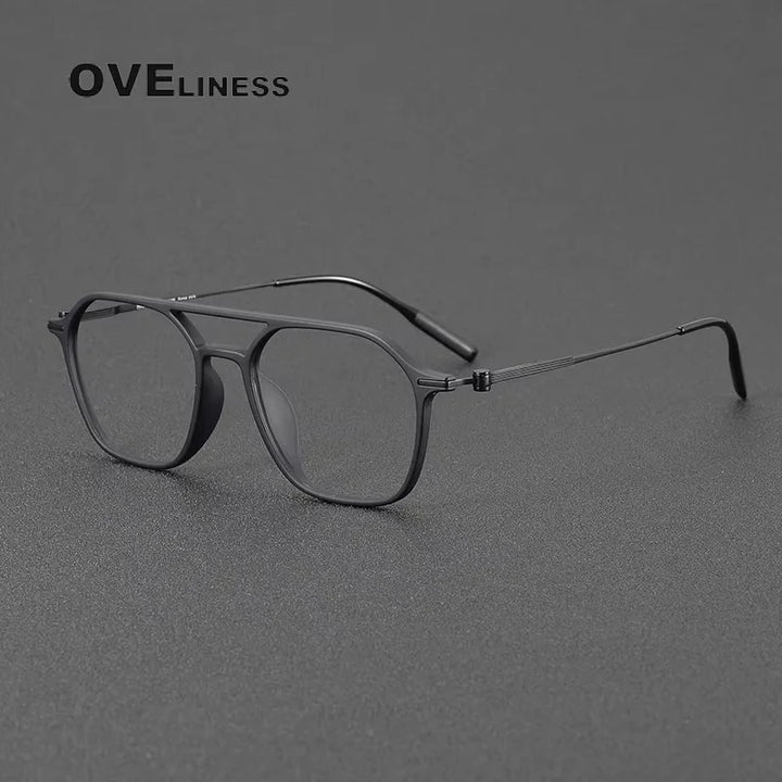 Oveliness Women's Full Rim Square Double Bridge Titanium Eyeglasses 398671