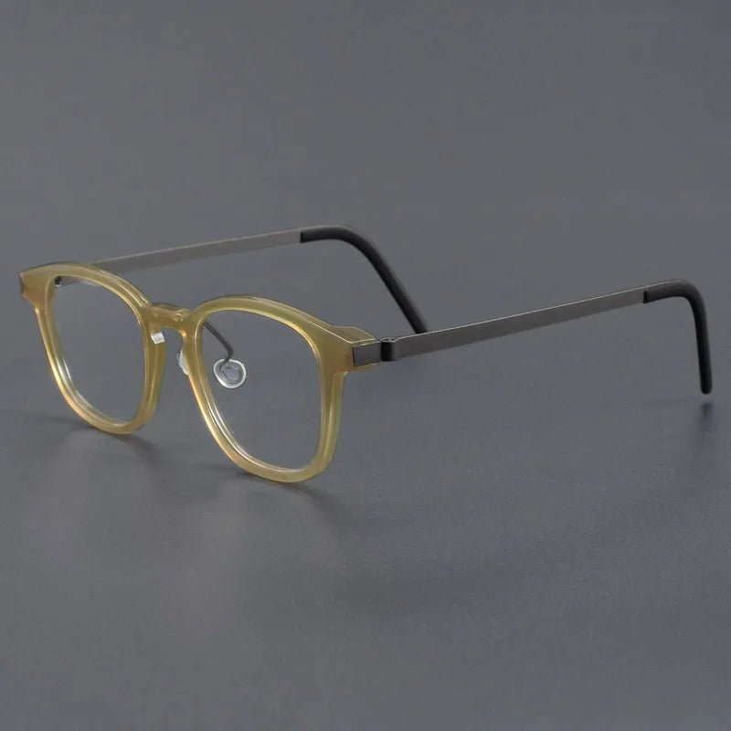 Hewei Unisex Full Rim Square Acetate Titanium Eyeglasses 51843