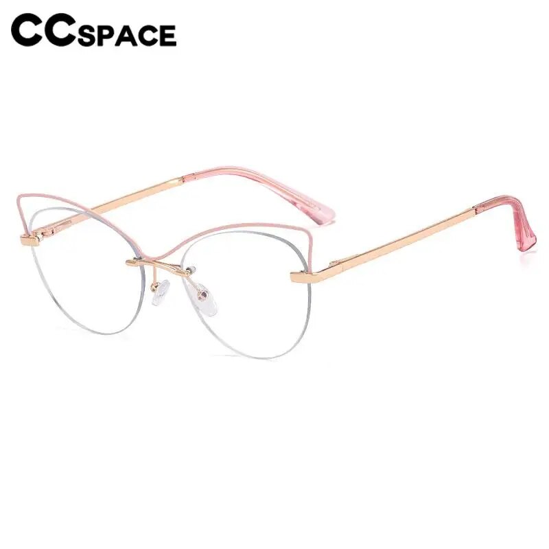 CCspace Women's Semi Rim Cat Eye Alloy Eyeglasses 57026 Semi Rim CCspace   