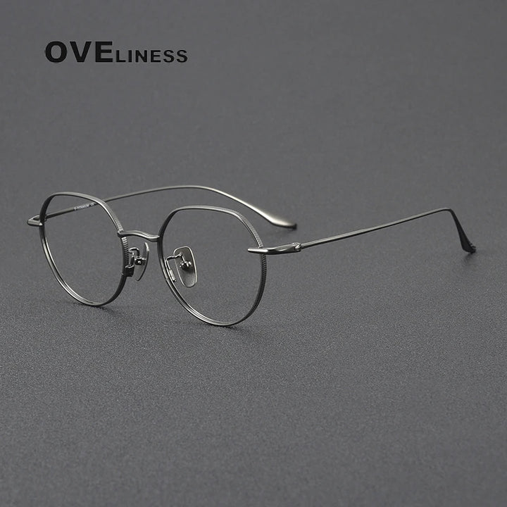 Oveliness Women's Full Rim Flat Top Oval Titanium Eyeglasses 3176 Full Rim Oveliness gun  