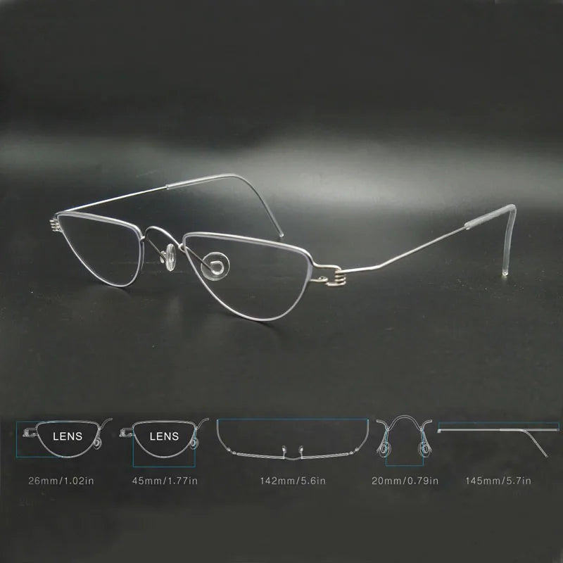 Yujo Unisex Full Rim Flat Top Oval Stainless Steel Custom Eyeglasses Y2645 Full Rim Yujo   