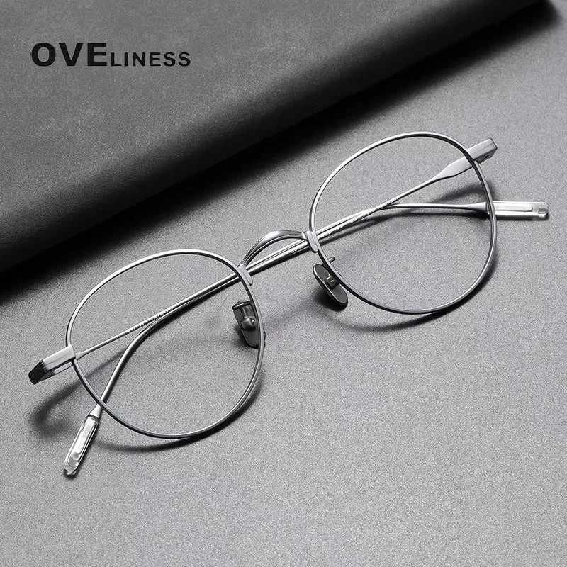 Oveliness Women's Full Rim Flat Top Round Titanium Eyeglasses Full Rim Oveliness