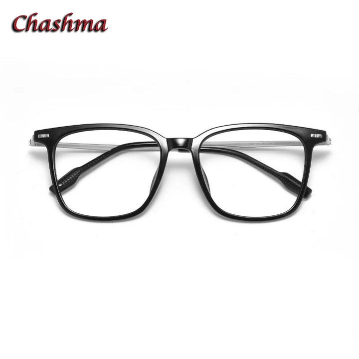 Chashma Ochki Unisex Full Rim Square Tr 90 Eyeglasses 3020 Full Rim Chashma Ochki Black Silver  