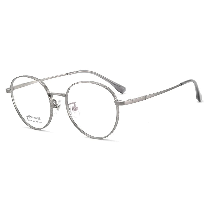 Bclear Unisex Full Rim Small Round Titanium Eyeglasses 6984 Full Rim Bclear GRAY  