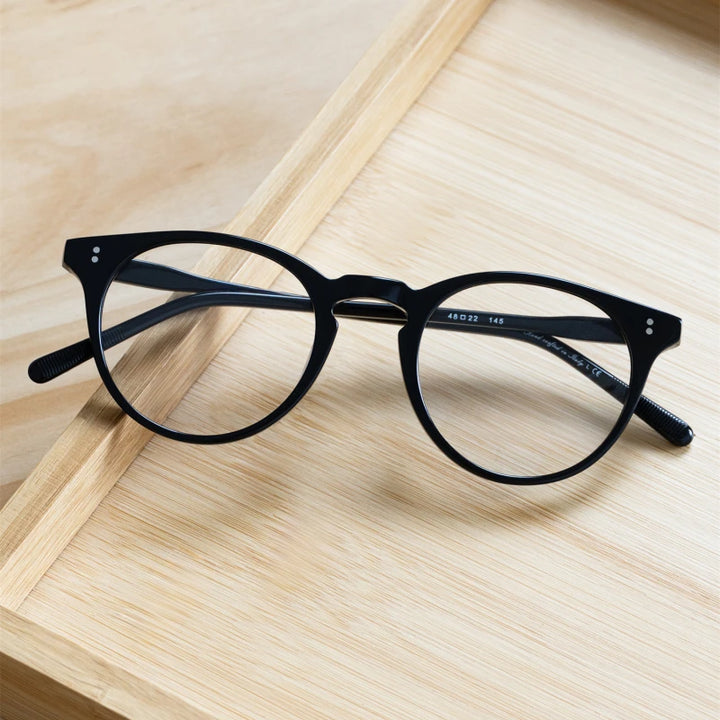 Black Mask Unisex Full Rim Round Acetate Eyeglasses BM-O5183