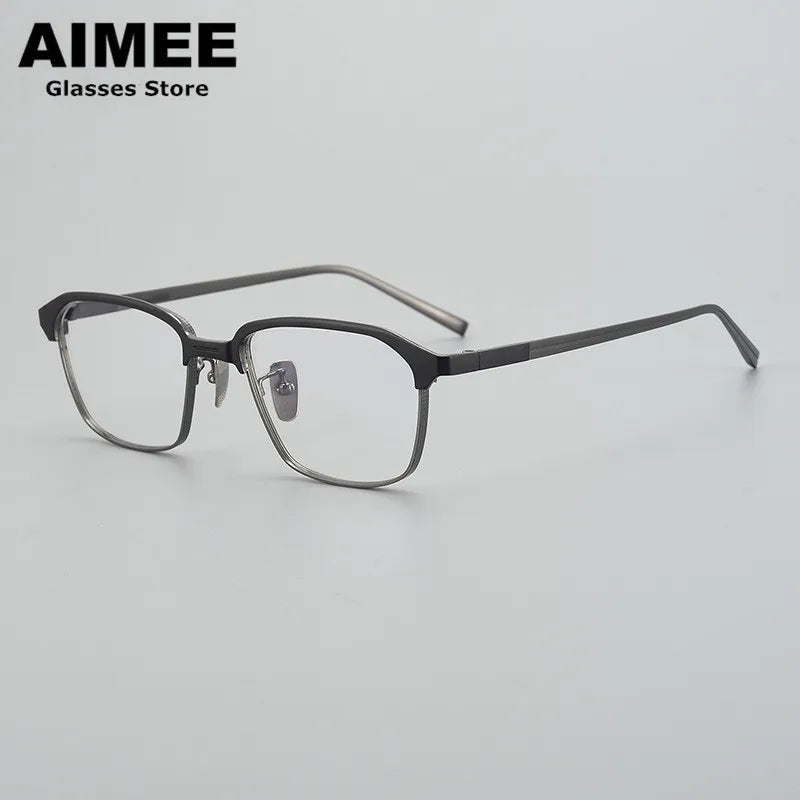 Aimee Unisex Full Rim Square Titanium Eyeglasses 41824 Full Rim Aimee Black-Gun  