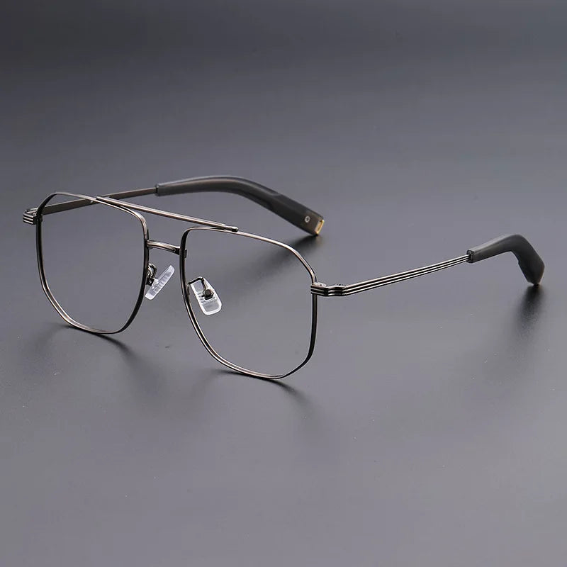 Hdcrafter Men's Full Rim Square Double Bridge Titanium Eyeglasses 94247