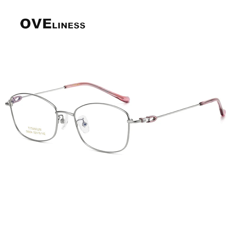 Oveliness Women's Full Rim Oval Square Titanium Eyeglasses 196004 Full Rim Oveliness silver  