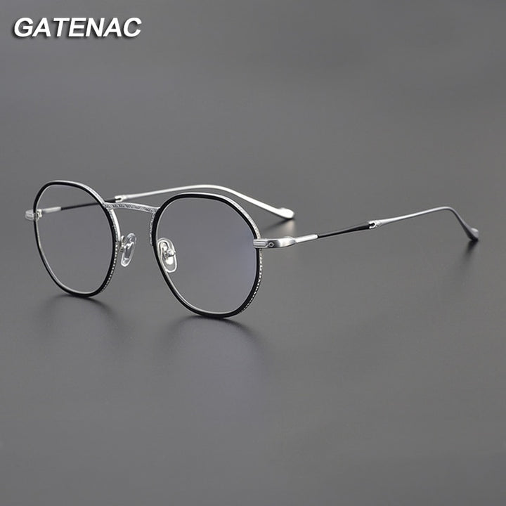 Gatenac Unisex Full Rim Round Titanium Eyeglasses Gxyj1049 Full Rim Gatenac   