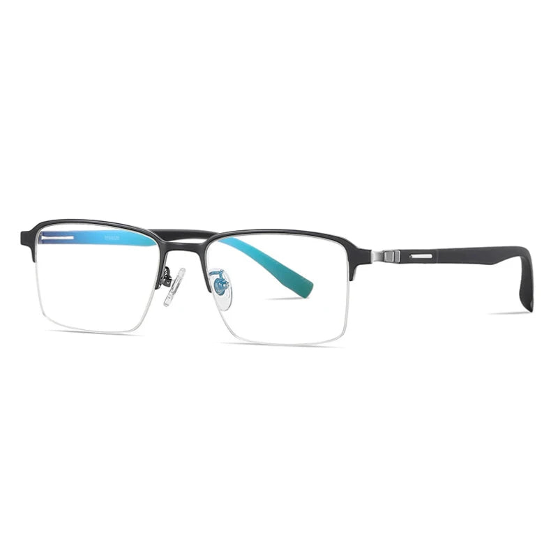 Handoer Men's Semi Rim Big Square Titanium Eyeglasses 62089