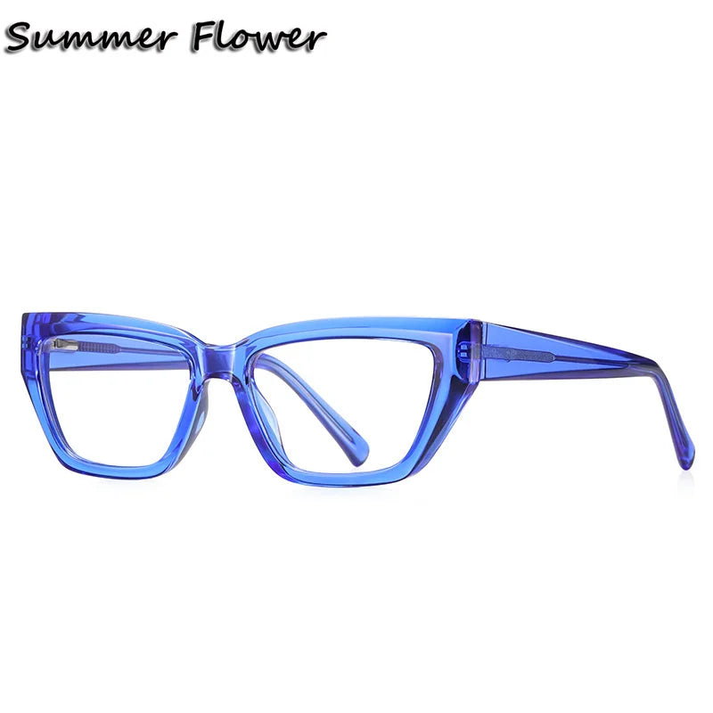 Summer Flower Women's Full Rim Cat Eye Tr 90 Titanium Eyeglasses 62155