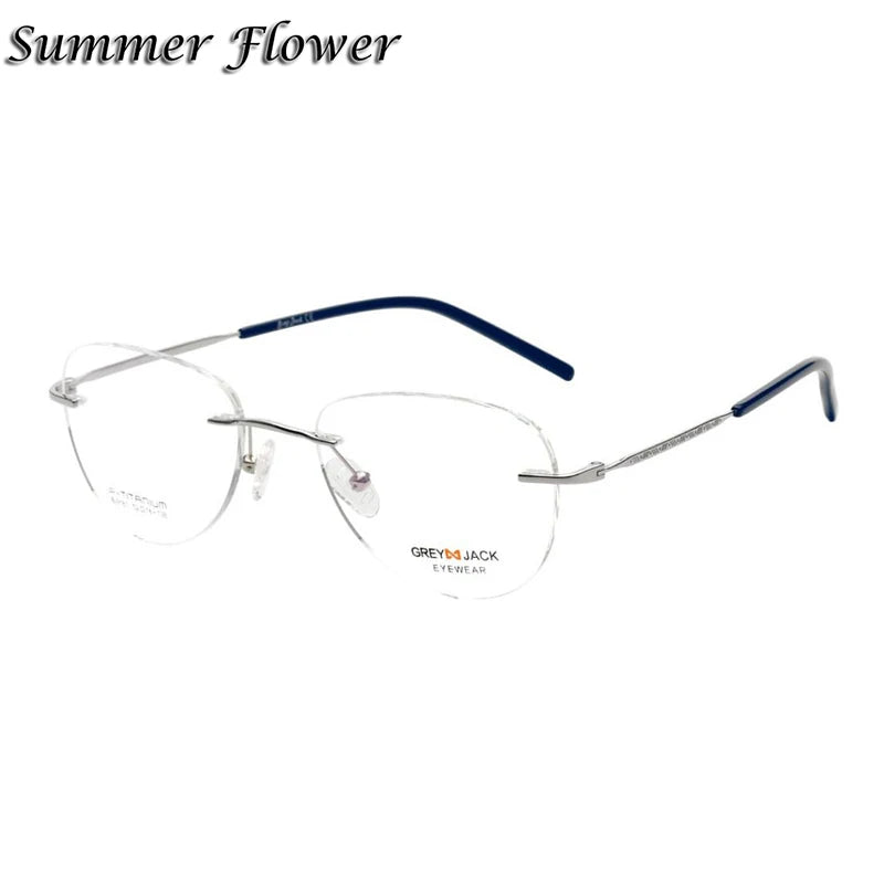 Summer Flower Women's Rimless Oval Round Steel Eyeglasses 91811