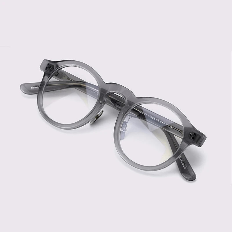 Black Mask Unisex Full Rim Acetate Round Eyeglasses 4526 Full Rim Black Mask Gray  