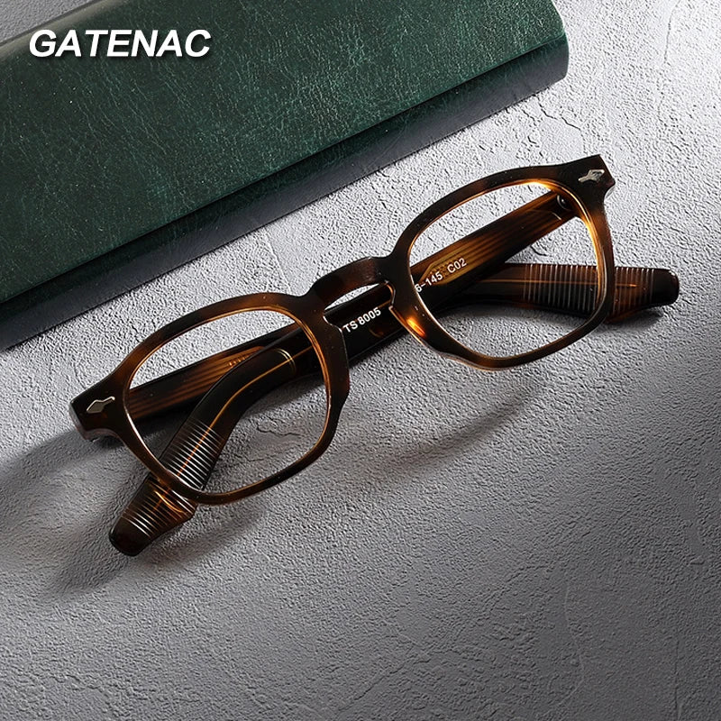 Gatenac Unisex Full Rim Square Acetate Eyeglasses Gxyj1453 Full Rim Gatenac   