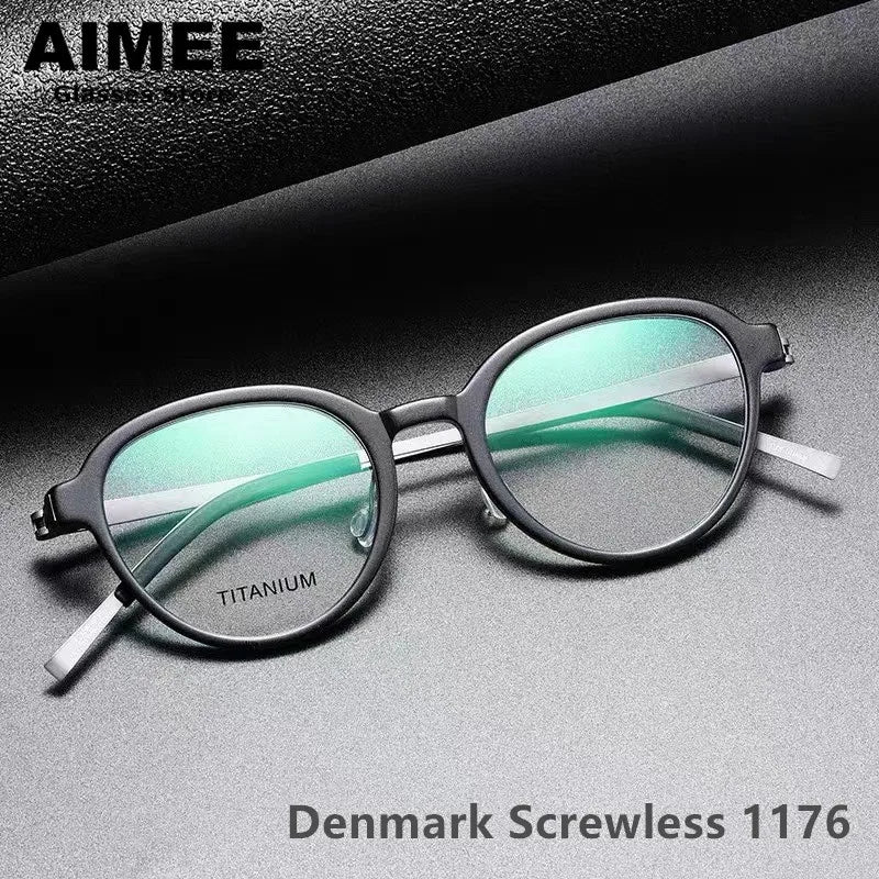 Aimee Unisex Full Rim Oval Screwless Titanium Acetate Eyeglasses 1176 Full Rim Aimee   