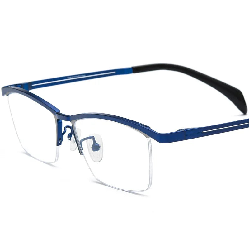 Nobler Unisex Semi Rim Square Brow Line Titanium Eyeglasses 185912