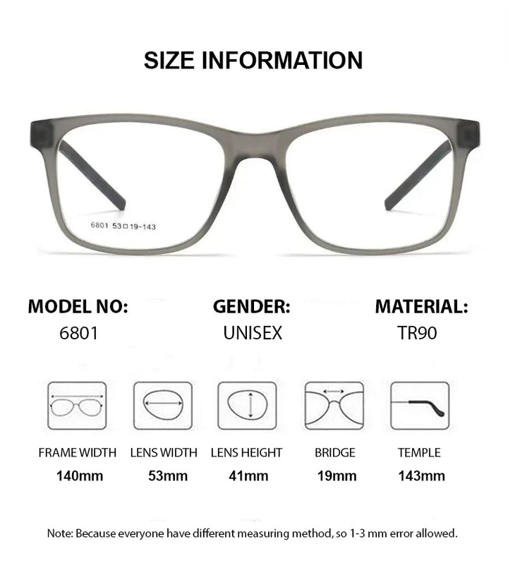 Summer Flower Men's Full Rim Square Tr 90 Titanium Eyeglasses 68014