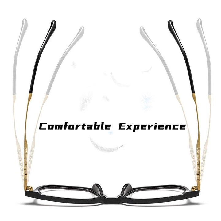 Yimaruili Men's Full Rim Square Acetate Titanium Eyeglasses 15210t Full Rim Yimaruili Eyeglasses   