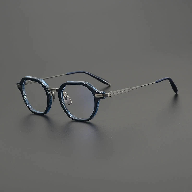 Gatenac Men's Full Rim Big Square Acetate Titanium Eyeglasses G8828